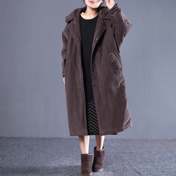 Vintage Coat Sonbahar Kış Boy Parka Uzun Pamuk Astar Kadın Ceket Manteau Femme 7709 YY1552  5