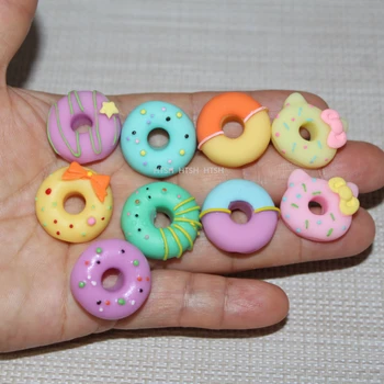 5 adet Kawaii Donut Kek Gıda Reçine Zanaat Düz Geri Cabochons Scrapbooking Telefon Saç Tokası DIY Bezemeler Aksesuarları  10