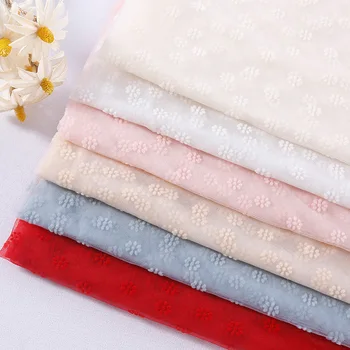 Tül Kumaş Örgü İpliği Yard Giyim Gelinlik Dikiş İnce Yaz Kumaş Polyester Düz Beyaz Mavi Çiçekler Yumuşak  4
