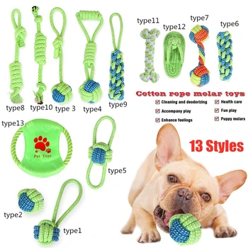 1 ADET Köpek Oyuncak halat düğümü Topu Dayanıklı Örgülü Pamuk Halat Dambıl Köpek Temizleme Diş Çiğneme Oyuncaklar Bite Dayanıklı Pet Malzemeleri  5