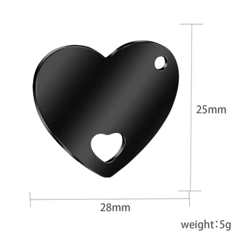 MYLONGINGCHARM 10 adet Siyah Kalp Charms 25x28mm Kalp Kolye Takı için Siyah paslanmaz çelik Charm  0