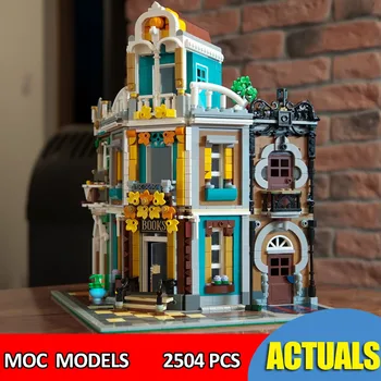 2524 Adet MOC Şehir Sokak Görünümü yapı Kitapçı Model seti Yapı Taşları Uyumlu 10270 Oyuncaklar doğum günü hediyesi Çocuk  0