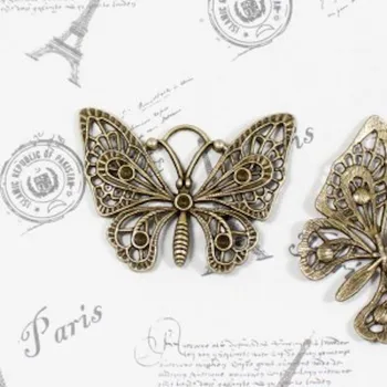 48 * 35mm alaşım Charm Kolye hollow kelebek antik bronz gümüş renk kolye DIY takı yapımı aksesuarları malzeme  5