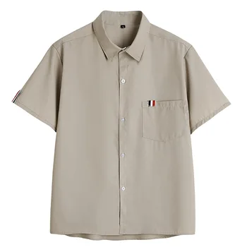Temel Dk Üniforma Gömlek erkek okul üniforması Ortaokul Kolej Tarzı Haki Kısa Kollu Gömlek Öğrenci Sınıf Hizmeti  10