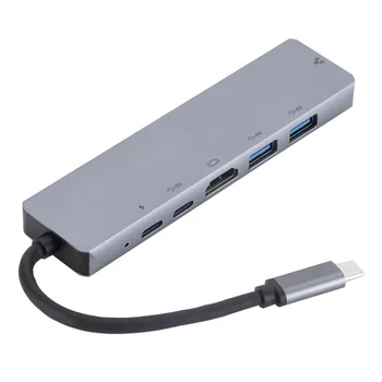 4 K USB C Hub Gigabit Ethernet Rj45 Lan 6 İn 1 USB Tip C Hub Adaptörü için Mac Kitap Pro Thunderbolt 3 USB-C Şarj PD  5