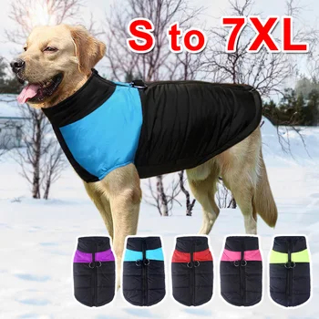 Büyük Köpek Giysileri Kış sıcak evcil hayvan yeleği Ceket Su Geçirmez Köpek Ceket Elbise Büyük Köpek Bulldog Golden Retriever Labrador Giyim  10