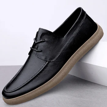 Erkek Hakiki Deri rahat ayakkabılar lace up oxfords Bahar Sonbahar Trendi Ayakkabı moda Serin Eğlence düz ayakkabı erkekler sneakers  5