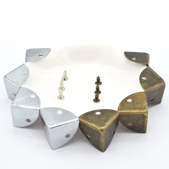 10 adet Metal Kutu Köşe Antik Bronz / Gümüş Koruyucu Sarma Açısı Alet Kutusu Köşe Dekoratif kenar emniyet kasası Açı Koruma  0
