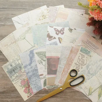 19 Sheets / lot DIY Retro Tarzı Çiçek Kelebek Ambalaj Kağıdı Yaratıcı Papercraft Sanat El Yapımı Scrapbooking Kullanımı Dekorasyon  10