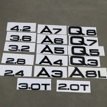 Audi için A3 A4 A5 A6 A7 A8 Q3 Q5 Q7 3.2 3.0 T 2.0 T 4.2 2.4 3.6 Siyah Gümüş Gövde Logosu Rozeti Sticker Araba Deplasman Siyah Gümüş  10