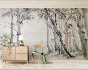 Papel de parede Çin tarzı Basit retro mürekkep bambu duvar kağıdı, oturma odası tv duvar yatak odası duvar duvar kağıtları ev dekor  10