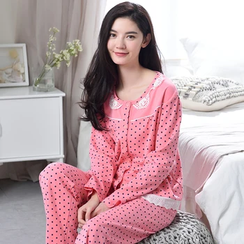 Yeni Sonbahar Örme Pamuk Kadın Pijama Karikatür Pijama Kadın Uzun Kollu Hırka M-4XL Pijama Kız Pijama  4