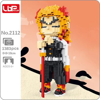LBP 2112 Anime iblis avcısı Rengoku Kyoujurou Canavar Savaşçı 3D DIY Mini Elmas Blokları Tuğla Yapı Oyuncak Çocuklar için hiçbir Kutu  2