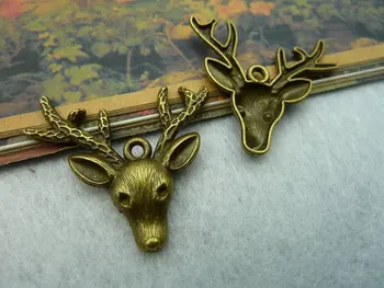 20 adet 30 * 36mm antik bronz geyik kolye Toptan DIY takı aksesuarları vintage el yapımı  4