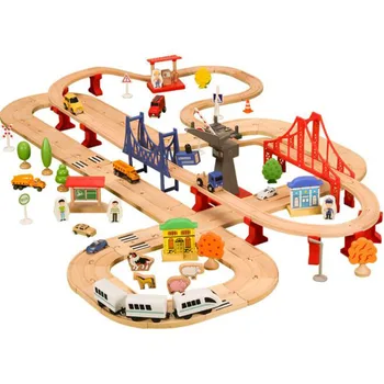 Ahşap Parça Çocuk Oyuncakları Elektrikli Tren Demiryolu Oyuncak Fit Thomas Tren Demiryolu Araba Ahşap Yapı Taşları Yol Ahşap Tren Rayları Seti  10