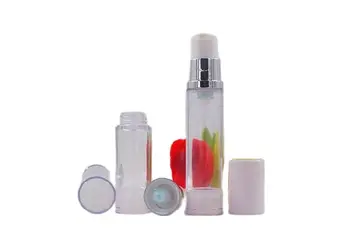 10 ML temizle havasız plastik şişe gümüş pompa beyaz kapak losyon emülsiyon serum sis püskürtücü hyaluronik toner cilt bakımı ambalaj  4