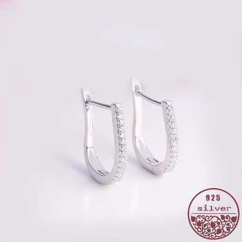 s925 ayar gümüş kişilik moda mizaç yaratıcı süper parlayan U şeklinde mikro set basit küpe Kadınlar  5