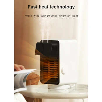 220V Elektrikli fan ısıtıcı ayarlanabilir Termostat Sıcak Hava Üfleyici Dilsiz hızlı ısıtma Mini ısıtıcı AB Tak  5