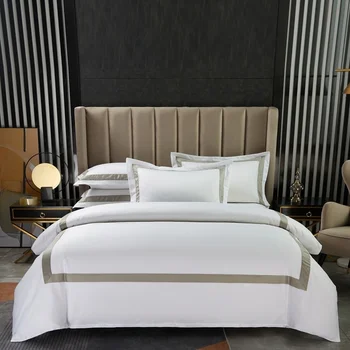 100 % Pamuk Lüks 600 TC Beyaz Premium Otel Yatak Klasik ve Çerçeve Patchwork Yorgan yatak örtüsü seti yatak çarşafı Yastık Kılıfı  5
