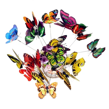 50 Adet / takım Renkli Kelebekler Bahçe Yard Ekici Kaprisli Kelebek Kazık Decoracion Açık Dekor Saksı Dekorasyon  3