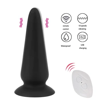 G-spot prostat masaj aleti Yetişkin Ürünleri Kablosuz Uzaktan Kumanda Silikon Titreşimli Butt Plug Anal Vibratör Vantuz 10 Hızları  10