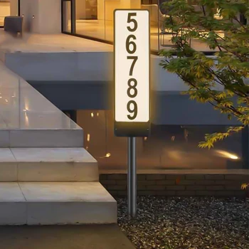 Güneş Adres İşareti Ev Numarası İşareti LED Aydınlatmalı Açık Adres Plakası Su Geçirmez Işıklı Ev Yard için Sokak  10