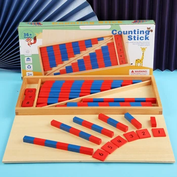 Matematik Oyuncak bebek oyuncakları Sayısal Çubuklar Montessori Matematik Kırmızı ve Mavi Çubuklar Öğrenme ve Eğitim Klasik Ahşap Çocuklar Beyin Oyuncaklar Hediyeler  10