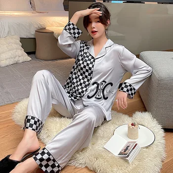 Beyaz Pijama Seti Kadınlar İçin 2 ADET Pijama Ekose Ev Giyim Saten Kıyafeti Kadın Seksi Pijama Takım Elbise Seksi Rahat Gecelik  10