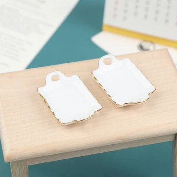 1 Adet 1/12 Dollhouse Minyatür Aksesuarları Mini Seramik yiyecek tepsisi Simülasyon Plaka Model Oyuncaklar Bebek için seramik karo  10