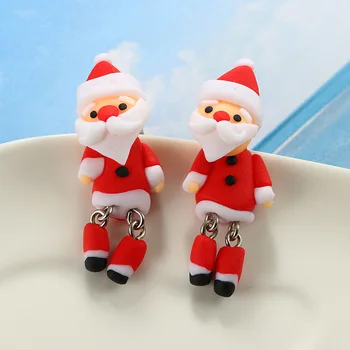 Takı moda yaratıcı yeni karikatür üç boyutlu Noel Baba yumuşak kil küpe kadınlar toptan  10