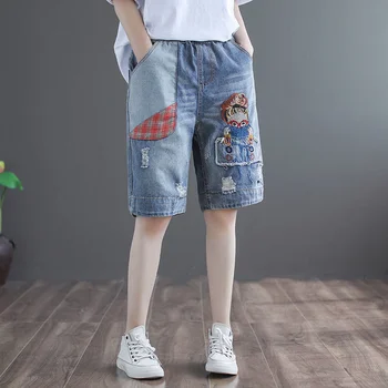 Kadın Kot Yaz Yüksek Bel Rahat Şalvar Kot Kadın Giyim Y2k Streetwear Gevşek Kırpılmış Pantolon Anne Kot Pantolon  4