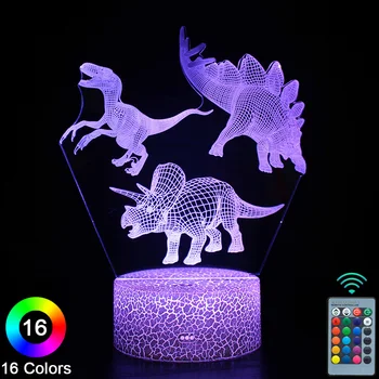 Dinozor LED 3D gece ışıkları dokunmatik uzaktan kumanda yenilik masa masa lambası odası dekor Noel doğum günü hediyesi-No. 1867  10