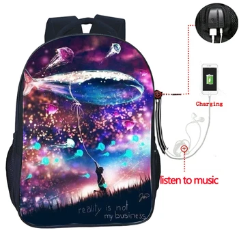 Evren Yıldızlı Gökyüzü Gezegen Galaxy sırt çantası USB Şarj Sırt Çantası Yüksek Kaliteli Erkek Kadın Erkek Kız Çift Cep Okul Sırt Çantaları  10