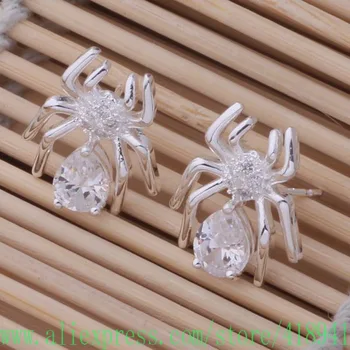 Gümüş Kaplama küpe, Gümüş Kaplama moda takı, örümcek kakma taş / espanjwa btrakkya AE599  4