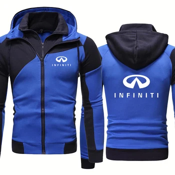 YENİ yüksek kaliteli yay Sonbahar Dikiş erkek Kazak Infiniti araba logosu Baskı erkek Sahte İki Saf pamuk Erkekler ceketler  3
