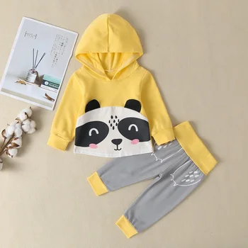 Yeni Kız Giyim Seti Sonbahar Kış Toddler Ayı Baskılı Uzun Kollu Hoodies + Pantolon Çocuk Giyim Seti Çocuk Erkek Kız Kıyafet  10