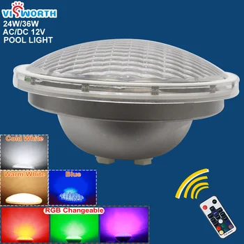 Par56 24W 36W RGB LED Yüzme havuz ışığı SMD5730 Piscina ışık Ip68 su geçirmez çeşme LED sualtı Ampul Lamba AC / DC 12V  10