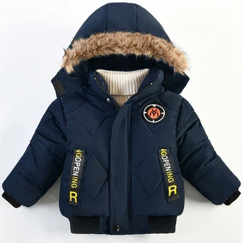 Kış çocuk Giyim Boys Kapşonlu Mektup Mont Bebek Giyim Erkek Bebek Kalın Sıcak Aşağı Ceketler Yürüyor Çocuk Giysileri  5
