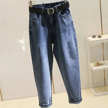 Kadın Baggy Kot 2022 Sonbahar Vintage Anne Gevşek Yüksek Bel Kot Yeni Kore Moda harem pantolon Y2k Streetwear Denim Pantolon  5