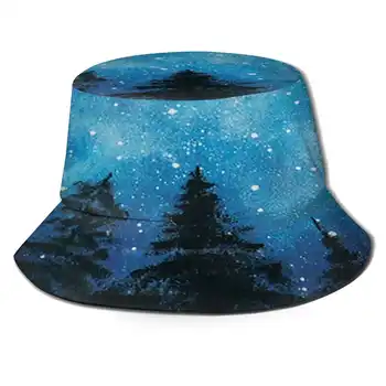 Orman Gece Gökyüzü Unisex Yaz Açık Güneş Koruyucu Şapka Kap Orman Doğa Gökyüzü Galaxy Gece Nightsky Ağaçları Barış Manzara Manzara  10