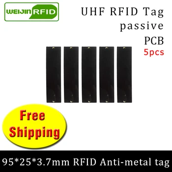 UHF RFID metal etiketi 915 mhz 868 mhz Alien Higgs3 EPC 5 adet ücretsiz kargo 95*25*3.7 mm uzun menzilli dikdörtgen PCB akıllı pasif RFID etiketi  5