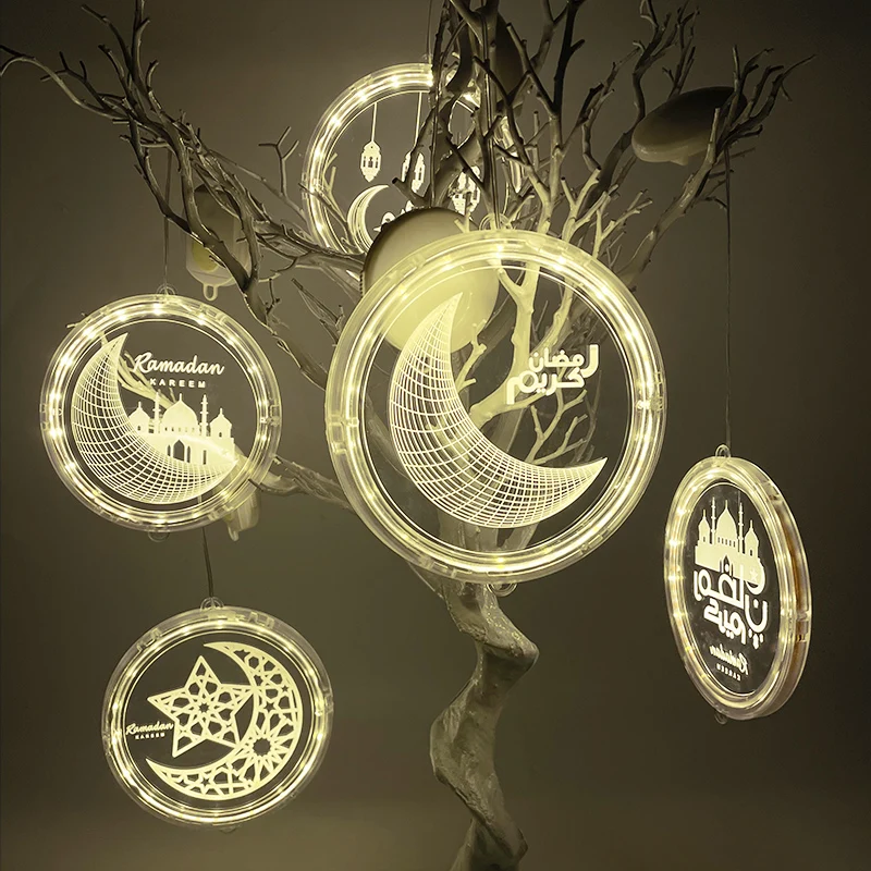 Eid Mubarak ay yıldız ışıkları dekor İslam ramazan süslemeleri ev pencere ışıkları müslüman parti ramazan Kareem kurban bayramı hediyeler