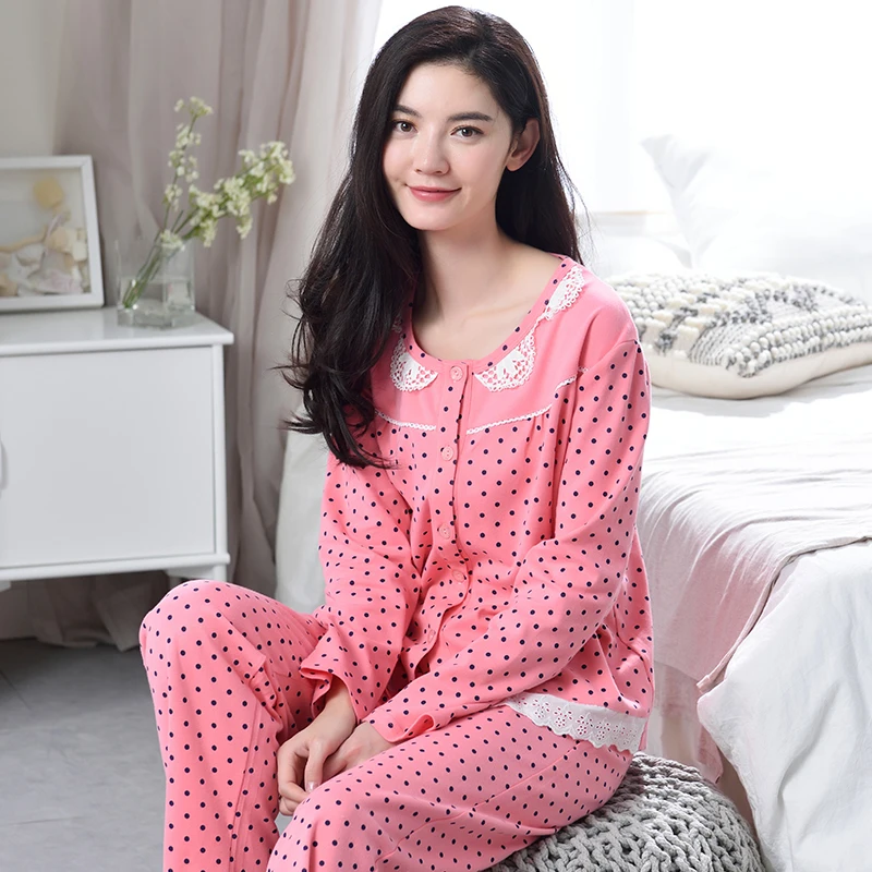 Yeni Sonbahar Örme Pamuk Kadın Pijama Karikatür Pijama Kadın Uzun Kollu Hırka M-4XL Pijama Kız Pijama